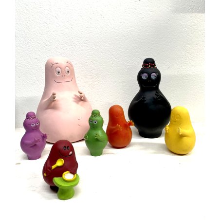 LOTTO 7 FIGURE Barbapapà BARBAMAMMA PUPAZZI GOMMA VINTAGE FABIANPLASTICA 1974