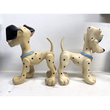 COPPIA PUPAZZO GOMMA DALMATA Pongo Peggy 33cm LEDRAPLASTIC Carica 101 Disney '70
