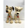 COPPIA PUPAZZO GOMMA DALMATA Pongo Peggy 33cm LEDRAPLASTIC Carica 101 Disney '70