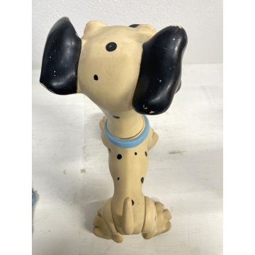 COPPIA PUPAZZO GOMMA DALMATA Pongo Peggy 33cm LEDRAPLASTIC Carica 101 Disney '70