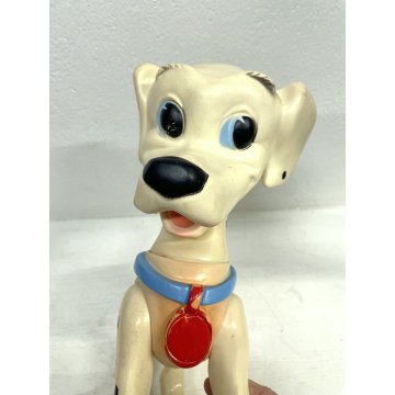 COPPIA PUPAZZO GOMMA DALMATA Pongo Peggy 33cm LEDRAPLASTIC Carica 101 Disney '70
