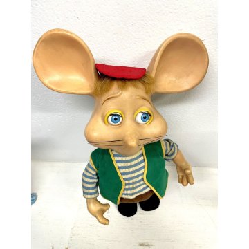 RARO Topo Gigio PARLANTE Italocremona 50 cm/h M. Perego GIOCO GOMMA VINTAGE '70s