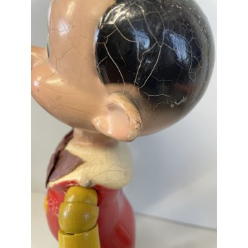 ANTICO GIOCATTOLO PINOCCHIO Walt Disney FIGURA LEGNO ARTICOLATA 27 cm/h ANNI '40