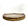 ANTICO VENTAGLIO PIZZO BACHELITE VENTAGLIERA TECA CORNICE LEGNO ORO VINTAGE '900