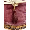 ANTICO VENTAGLIO PIZZO BACHELITE VENTAGLIERA TECA CORNICE LEGNO ORO VINTAGE '900