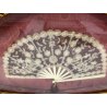 ANTICO VENTAGLIO PIZZO BACHELITE VENTAGLIERA TECA CORNICE LEGNO ORO VINTAGE '900