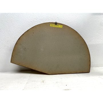 ANTICO VENTAGLIO TECA CORNICE DORATA DECORO FIORI BIANCHI TESSUTO NERO HAND FAN