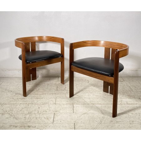 RARISSIMA COPPIA SEDIA AFRA E TOBIA SCARPA MOD. PIGRECO PROD GAVINA ANNI 60 NOCE