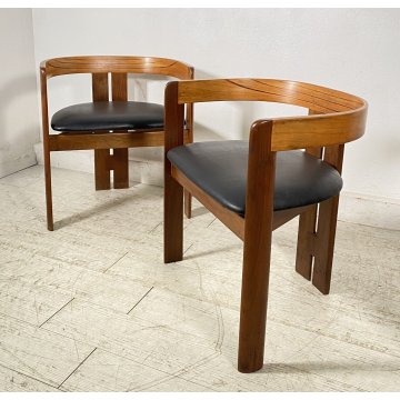 RARISSIMA COPPIA SEDIA AFRA E TOBIA SCARPA MOD. PIGRECO PROD GAVINA ANNI 60 NOCE