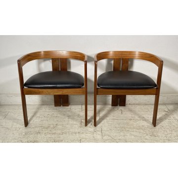 RARISSIMA COPPIA SEDIA AFRA E TOBIA SCARPA MOD. PIGRECO PROD GAVINA ANNI 60 NOCE