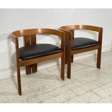 RARISSIMA COPPIA SEDIA AFRA E TOBIA SCARPA MOD. PIGRECO PROD GAVINA ANNI 60 NOCE