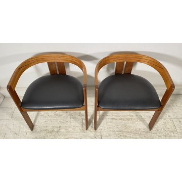 RARISSIMA COPPIA SEDIA AFRA E TOBIA SCARPA MOD. PIGRECO PROD GAVINA ANNI 60 NOCE