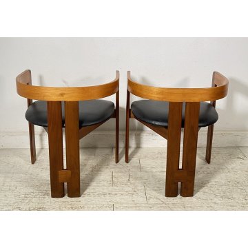 RARISSIMA COPPIA SEDIA AFRA E TOBIA SCARPA MOD. PIGRECO PROD GAVINA ANNI 60 NOCE