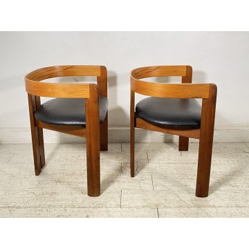 RARISSIMA COPPIA SEDIA AFRA E TOBIA SCARPA MOD. PIGRECO PROD GAVINA ANNI 60 NOCE