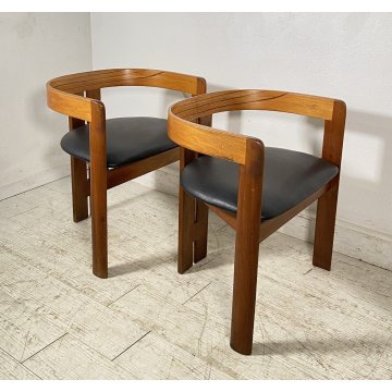 RARISSIMA COPPIA SEDIA AFRA E TOBIA SCARPA MOD. PIGRECO PROD GAVINA ANNI 60 NOCE