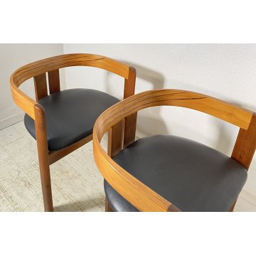 RARISSIMA COPPIA SEDIA AFRA E TOBIA SCARPA MOD. PIGRECO PROD GAVINA ANNI 60 NOCE