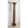 ANTICA GRANDE COLONNA LEGNO PIOPPO DORATO PILASTRO 1700 CAPITELLO CHIESA EPOCA