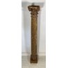 ANTICA GRANDE COLONNA LEGNO PIOPPO DORATO PILASTRO 1700 CAPITELLO CHIESA EPOCA