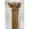 ANTICA GRANDE COLONNA LEGNO PIOPPO DORATO PILASTRO 1700 CAPITELLO CHIESA EPOCA
