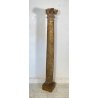 ANTICA GRANDE COLONNA LEGNO PIOPPO DORATO PILASTRO 1700 CAPITELLO CHIESA EPOCA