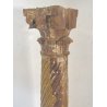 ANTICA GRANDE COLONNA LEGNO PIOPPO DORATO PILASTRO 1700 CAPITELLO CHIESA EPOCA