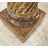 ANTICA GRANDE COLONNA LEGNO PIOPPO DORATO PILASTRO 1700 CAPITELLO CHIESA EPOCA