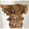 ANTICA GRANDE COLONNA LEGNO PIOPPO DORATO PILASTRO 1700 CAPITELLO CHIESA EPOCA