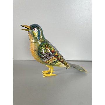 GIOCATTOLO LATTA UCCELLINO CANTERINO SONGBIRD TIN TOY Köhler (?) Germany '50s