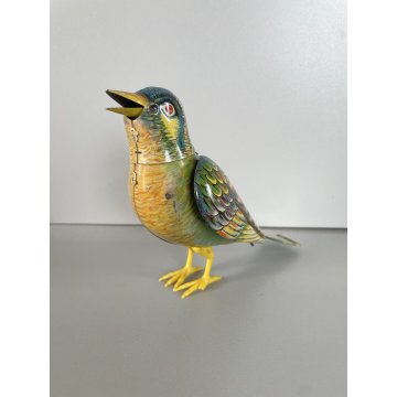 GIOCATTOLO LATTA UCCELLINO CANTERINO SONGBIRD TIN TOY Köhler (?) Germany '50s