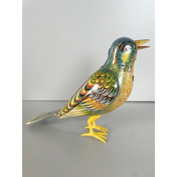 GIOCATTOLO LATTA UCCELLINO CANTERINO SONGBIRD TIN TOY Köhler (?) Germany '50s