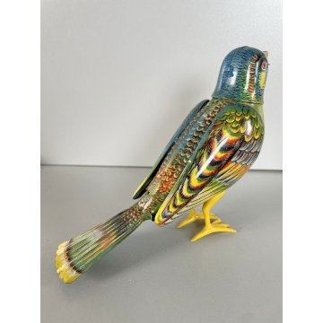 GIOCATTOLO LATTA UCCELLINO CANTERINO SONGBIRD TIN TOY Köhler (?) Germany '50s