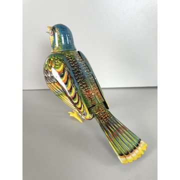 GIOCATTOLO LATTA UCCELLINO CANTERINO SONGBIRD TIN TOY Köhler (?) Germany '50s