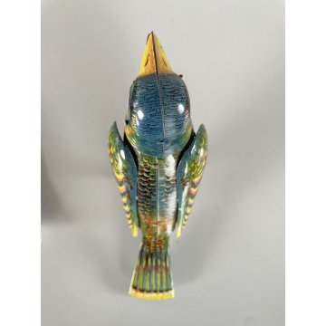 GIOCATTOLO LATTA UCCELLINO CANTERINO SONGBIRD TIN TOY Köhler (?) Germany '50s