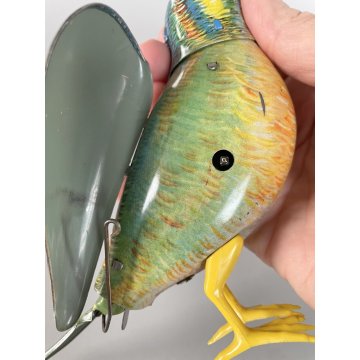 GIOCATTOLO LATTA UCCELLINO CANTERINO SONGBIRD TIN TOY Köhler (?) Germany '50s