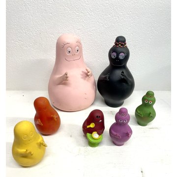 LOTTO 7 FIGURE Barbapapa BARBAMAMMA PUPAZZI GOMMA VINTAGE FABIANPLASTICA 1974