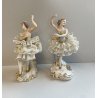 COPPIA BALLERINA CAPODIMONTE FIGURA STATUINA CERAMICA PORCELLANA PIZZO DONNA OLD