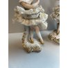 COPPIA BALLERINA CAPODIMONTE FIGURA STATUINA CERAMICA PORCELLANA PIZZO DONNA OLD
