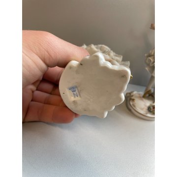 COPPIA BALLERINA CAPODIMONTE FIGURA STATUINA CERAMICA PORCELLANA PIZZO DONNA OLD