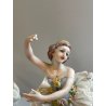 COPPIA BALLERINA CAPODIMONTE FIGURA STATUINA CERAMICA PORCELLANA PIZZO DONNA OLD