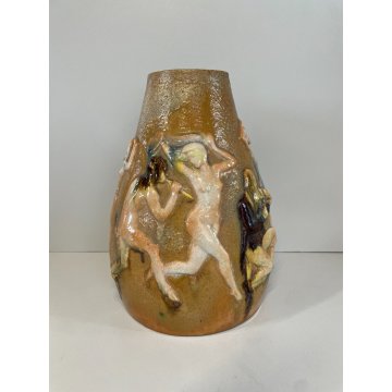 VASO TERRACOTTA FIGURE BALLERINE MUSICISTI NUDO EGIZI FAUNO DESIGN VINTAGE