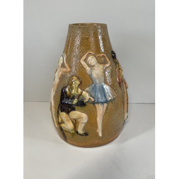 VASO TERRACOTTA FIGURE BALLERINE MUSICISTI NUDO EGIZI FAUNO DESIGN VINTAGE