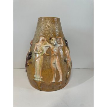 VASO TERRACOTTA FIGURE BALLERINE MUSICISTI NUDO EGIZI FAUNO DESIGN VINTAGE
