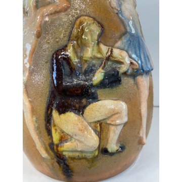 VASO TERRACOTTA FIGURE BALLERINE MUSICISTI NUDO EGIZI FAUNO DESIGN VINTAGE
