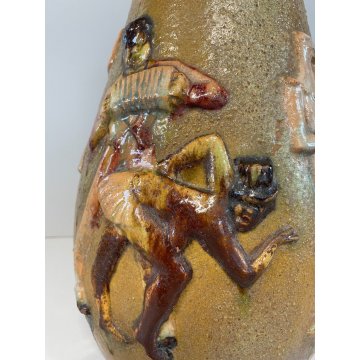 VASO TERRACOTTA FIGURE BALLERINE MUSICISTI NUDO EGIZI FAUNO DESIGN VINTAGE