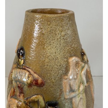 VASO TERRACOTTA FIGURE BALLERINE MUSICISTI NUDO EGIZI FAUNO DESIGN VINTAGE