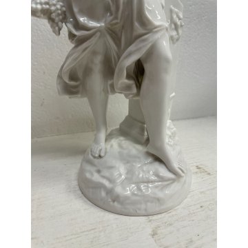 GRANDE SCULTURA CERAMICA DAMA BIANCA DONNA FIRMATA SC BASTONE FIGURA TUTTOTONDO