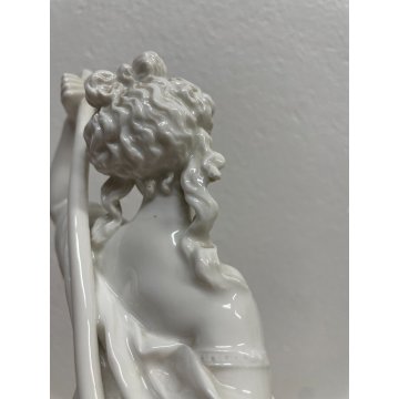 GRANDE SCULTURA CERAMICA DAMA BIANCA DONNA FIRMATA SC BASTONE FIGURA TUTTOTONDO