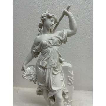 GRANDE SCULTURA CERAMICA DAMA BIANCA DONNA FIRMATA SC BASTONE FIGURA TUTTOTONDO