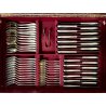 SET POSATE VINTAGE 90 pz 12 Pers. Martin METALLO ARGENTATO DECORO FLOREALE BAULE