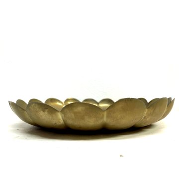 VASSOIO CIOTOLA OTTONE CENTROTAVOLA FOGLIA VINTAGE BRASS BOWL ø 36 cm  '70/'80